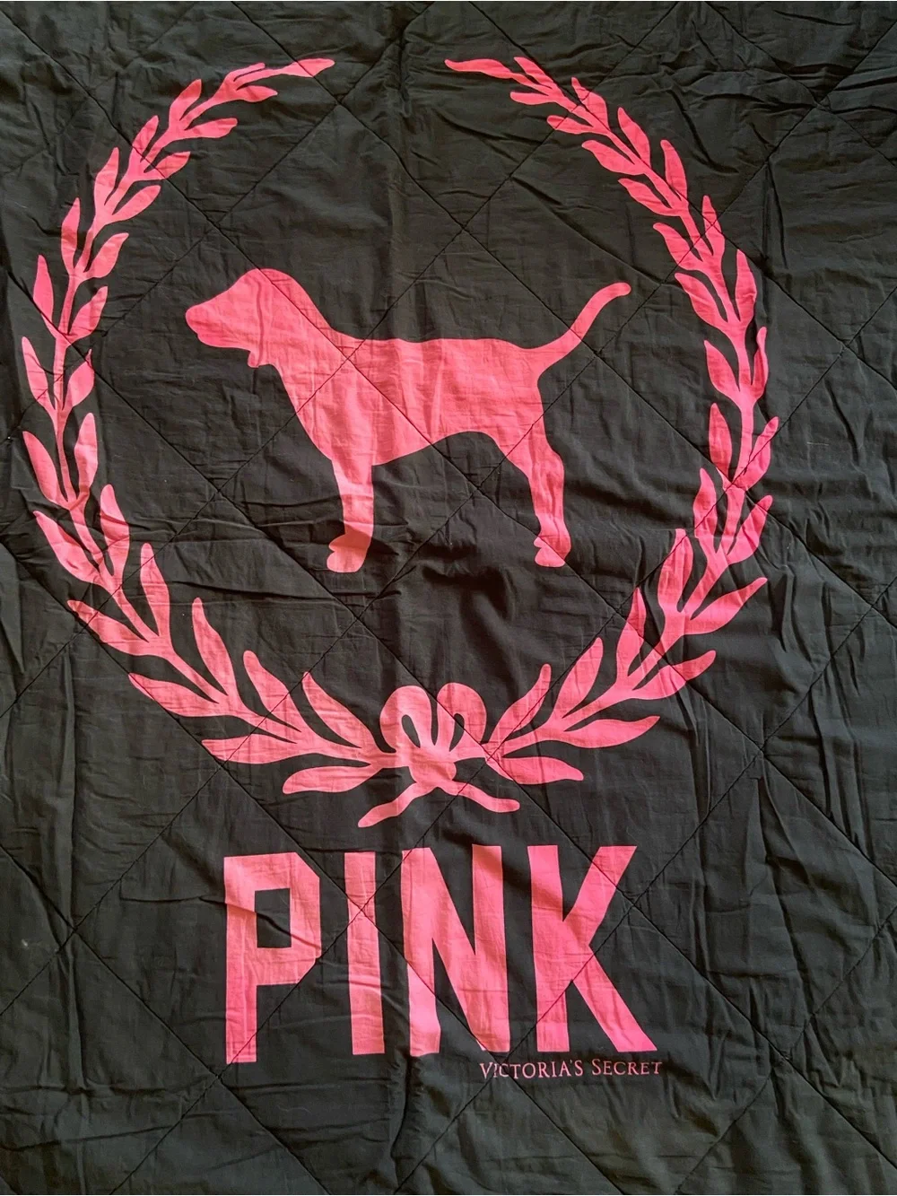 Vintage PINK Victoria's Secret Blanket Dog Crest